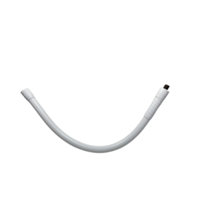 White USB cable bent on white background.